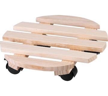 Strend Pro Garden 255621 Podstavec , 30x7 cm, pod květináč, na kolečkách, posuvný, stojan, max. sklo 50 kg, dřevo, okrou