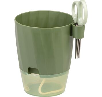 Strend Pro Garden 255637 Květináč , s nůžkami, barva zelená, 15,5x12,5x16 cm