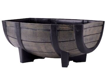 Strend Pro Garden 256801 květináč Woodeff, 29x41x19 cm, přírodní, sud, efekt dřeva