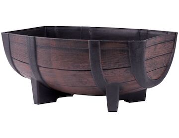 Strend Pro Garden 256804 květináč Woodeff, 29x41x19 cm, teak, sud, dřevěný efekt