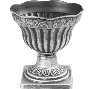 Strend Pro Garden 256977 Květináč Antik, s podstavcem, 30x30 cm, stříbrný, metalický efekt
