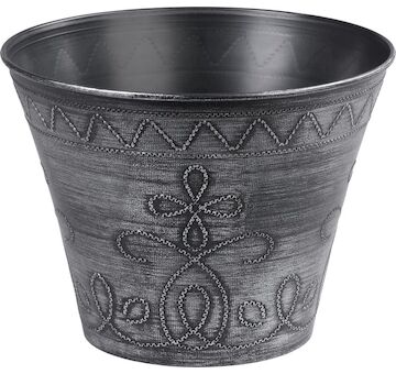 Strend Pro Garden 256980 Květináč Flower, 24,5x19,3 cm, stříbrný, metalický efekt