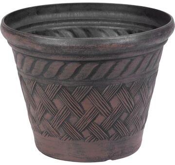 Strend Pro Garden 256986 Květináč , 29x23 cm, tmavý hnědý, vzor ratan