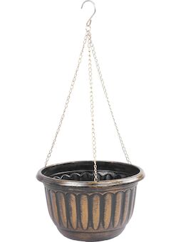 Strend Pro Garden 256987 Květináč , visací, závěsný, zlatý, 24,5x15 cm, s řetízkem a věšákem