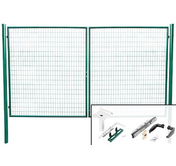 Strend Pro Garden 432208 Brána METALTEC DUO, 3580/1450/100x50 mm, zelená, dvoukřídlová, zahradní, ZN+PVC, RAL6005