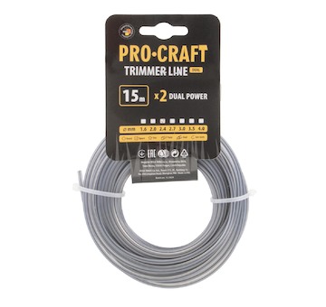 Struna žací (s výstuhou) (2.7mm) (15) čtverec PROCRAFT | KV/J-2.4/15