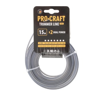 Struna žací (s výstuhou) (2.7mm) (15) čtverec PROCRAFT KV/J-2.7/15 | KV/J-2.7/15