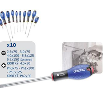 Tona Expert E160905 10dílná sada šroubováků plochý/Ph/krátký
