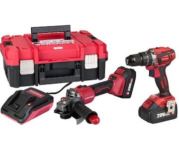 Worcraft 114870 Set XCUBE001 ShareSYS Toolbox, šroubovák CHD-S20LiBA + úhlová bruska CAG-S20LiBS-125 mm, bezuhlíková, 2x 4.0 Ah akumulátor, 1x nabíječka