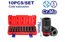 Emtop EMSS12102L Sada 10 ks prodloužených rázových nástrčných hlavic 1/2