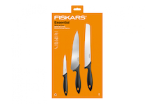Fiskars 1065583 Essential sada základní - nůž okrajovací, nůž kuchyňský, nůž na chléb a pečivo