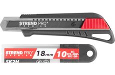 Nůž Strend Pro Premium FD781, BlackMatt, SoftTouch, 18 mm, odlamovací, + 10 ks čepelí, set 2220617