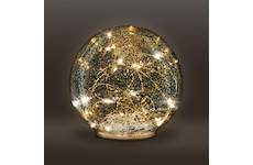 Solight 1V230 LED skleněná vánoční koule, 20LED, měděná struktura, 3x AAA