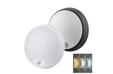 Solight WO780-1 LED venkovní osvětlení se senzorem a nastavitelnou CCT, 18W, 1800lm, 22cm, 2v1 - bílý a černý kryt