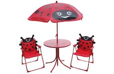 ST Leisure Equipment 802416 Set zahradní LEQ MELISENDA Mariquita, beruška, slunečník 105 cm, stůl 50 cm, 2 židle, dětský