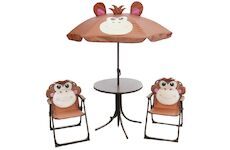 ST Leisure Equipment 802551 Set zahradní LEQ MELISENDA Mono, opice, slunečník 105 cm, stůl 50 cm, 2 židle. dětský