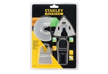 Stanley STA26160-XJ Segmentový karbidový kotouč O 92 mm, tl. > 3 mm, delta karbidová rašple 73 x 75 mm, pevná škrabka HCS 52 x 26 mm, ponorný pilový list BiMetal 32 x 40 mm, 18 TPI