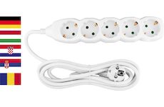 Strend Pro 2130008 Cable GERMAN socket DG-805B 3,00 m, 5 zásuvky, HU, RO, SRB, CRO
