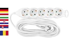 Strend Pro 2130009 Cable GERMAN socket GER DG-805B 5,00 m, 5 zásuvky, HU, RO, SRB, CRO