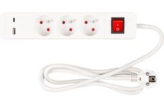 Strend Pro 2130067 Kabel LG-FB603K, L-1.4m, prodlužovací, 3x zásuvka + vypínač, USB