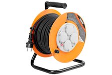 Strend Pro 213274 Kabel CR038, prodlužovací kabel, L-20 m, 4x zásuvka, IP44, černá guma, na bubnu