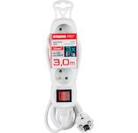 Strend Pro 213336 Kabel DG-F803BK L-3 m, prodlužovací kabel, bílý, 3x zásuvka + vypínač