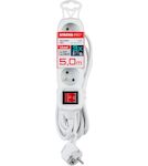 Strend Pro 213337 Kabel DG-F803BK L-5 m, prodlužovací kabel, bílý, 3x zásuvka + vypínač