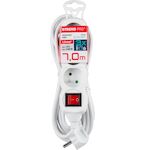 Strend Pro 213338 Kabel DG-F803BK L-7 m, prodlužovací kabel, bílý, 3x zásuvka + vypínač