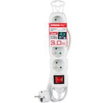 Strend Pro 213340 Kabel DG-F804BK L-3 m, prodlužovací kabel, bílý, 4x zásuvka + vypínač