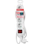 Strend Pro 213341 Kabel DG-F804BK L-5 m, prodlužovací kabel, bílý, 4x zásuvka + vypínač