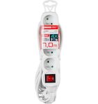 Strend Pro 213342 Kabel DG-F804BK L-7 m, prodlužovací kabel, bílý, 4x zásuvka + vypínač