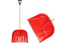 Strend Pro 217915 Odhrnovač D 470x370 mm, lopata na sníh, PVC, kovová tyč, Odhrnovač, dřevěná násada D 100 cm,