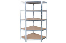 Strend Pro 2212757 Regál Racks RAT80, do kúta, rohový, kovový, MDF, 5 políc, 180x90x40 cm, max. 150 kg/polica