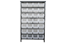 Strend Pro 239383 Stojan s plastovými boxy HL3205, 28 zásobníků, 94x30x150 cm