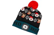 Strend Pro 3133511 Čepice X-mas Ho-Ho, zeleno-černá L, 4x SMD LED, USB nabíjení