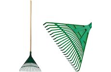 Strend Pro Garden 211156 R122.WH hrábě na listí, 22 zubů, 49 cm, vějíř, plast, dřevěná násada 1300 mm