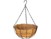 Strend Pro Garden 2173661 Věšák , držák na květináč, ocel/kokos, visací, s řetízkem a háčkem, 30 cm