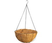 Strend Pro Garden 2173664 Věšák, držák na květináč, ocel/kokos, visací, s řetízkem a háčkem, 40 cm