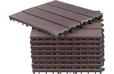 Strend Pro Garden 255640 Sada 9 plastových terasových prken s WPC efektem dřeva, palubka, PP, 31x31x2, barva hnědá a šedá