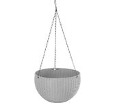 Strend Pro Garden 256828 Květináč Modern, závěsný, závěsný, tmavě šedý, 26x16cm, s řetízkem a závěsem
